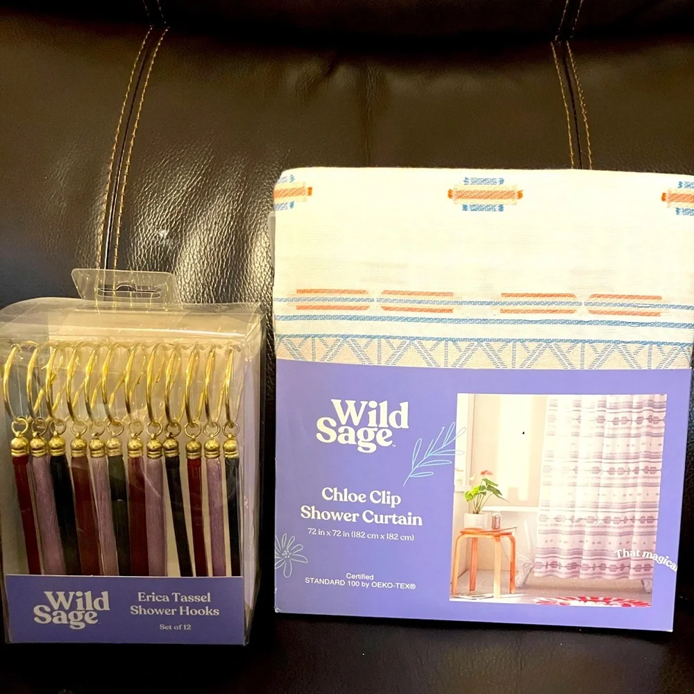 Wild Sage Shower Curtain with Hooks